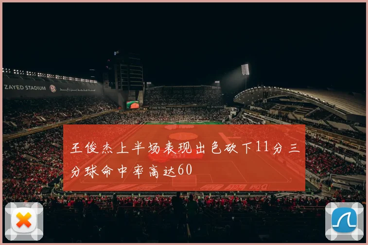 王俊杰上半场表现出色砍下11分三分球命中率高达60